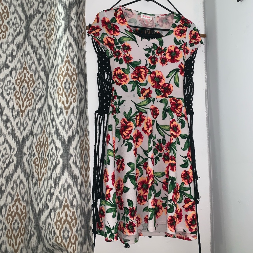 A Love Spring floral dress with an open cut back